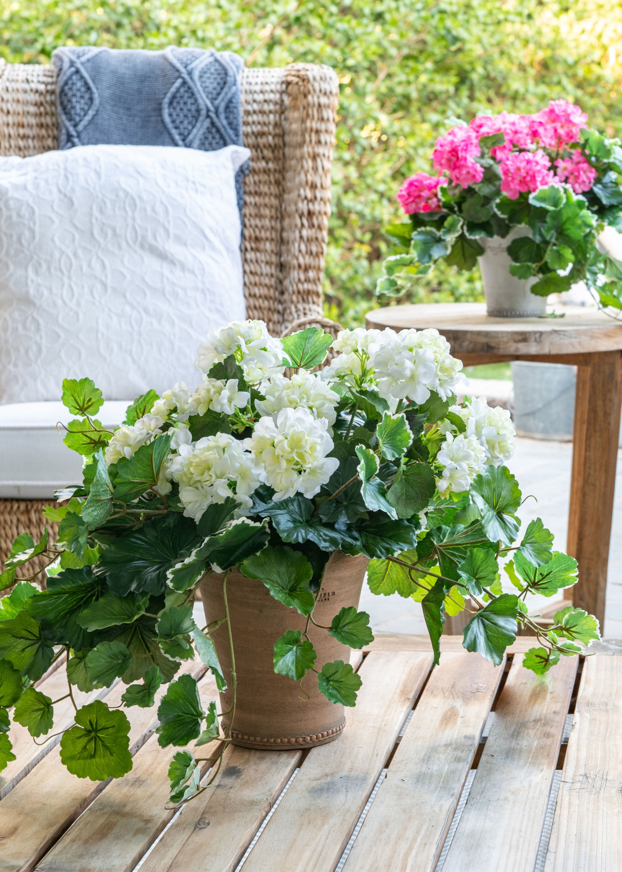 Outdoor Artificial Geranium Bush