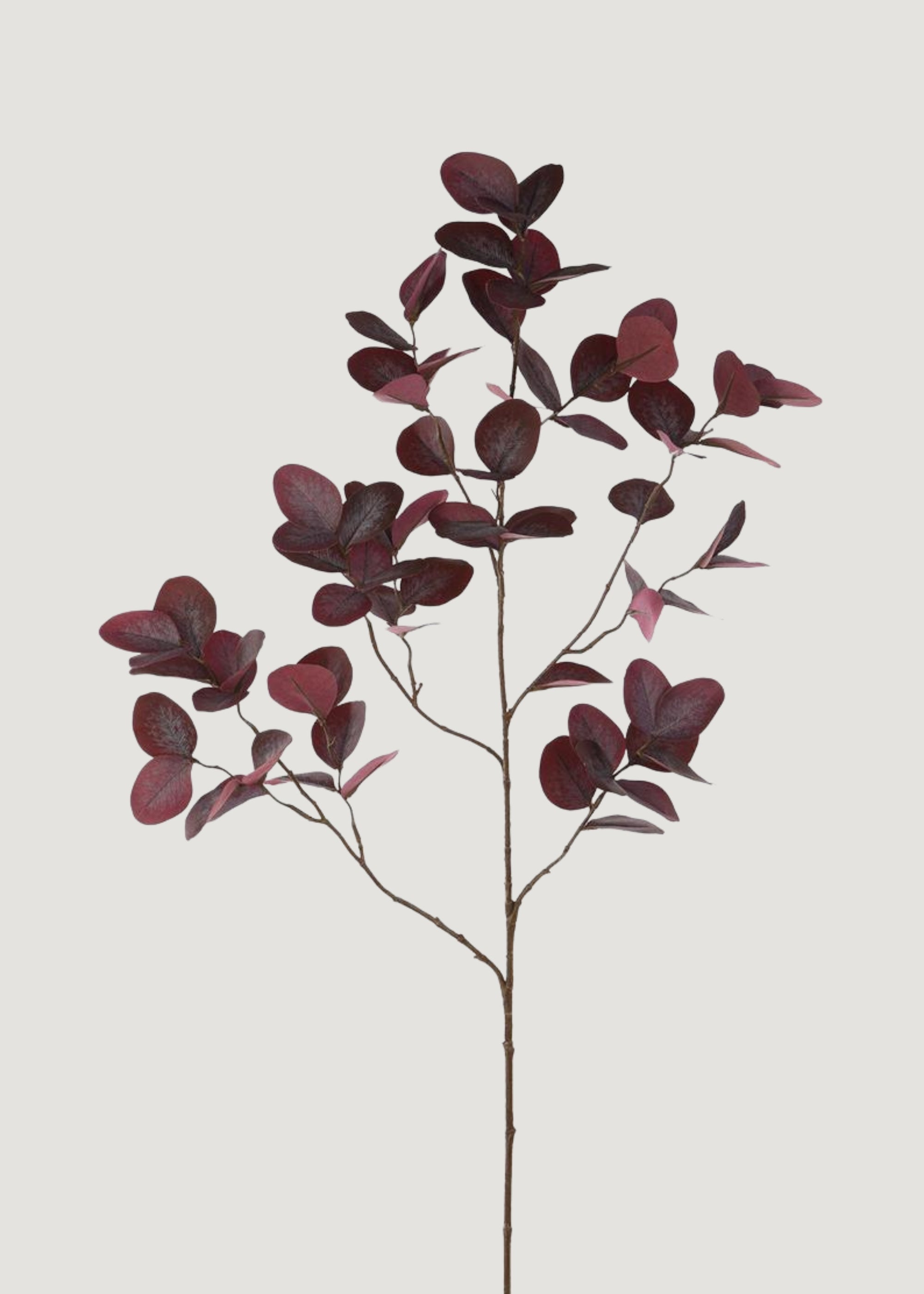 Artificial Eucalyptus Leaves Branch in Burgundy