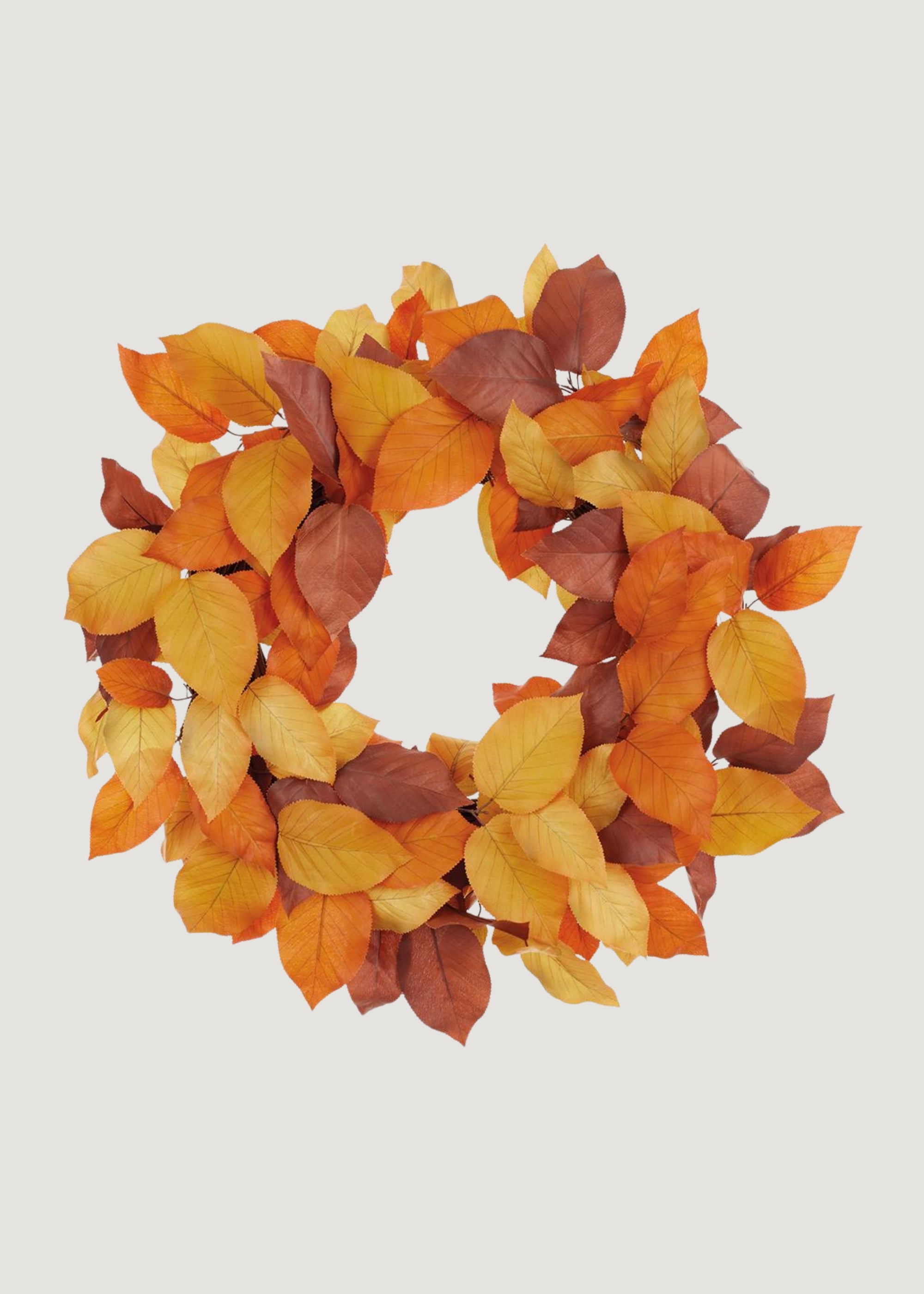 Fall Orange and Brown Fake Salal Leaf Wreath