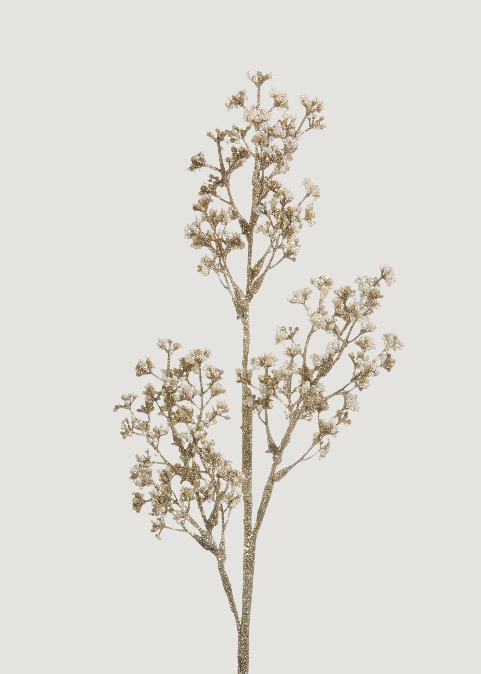 Fake Holiday Branch with Champagne Plastic Pearls