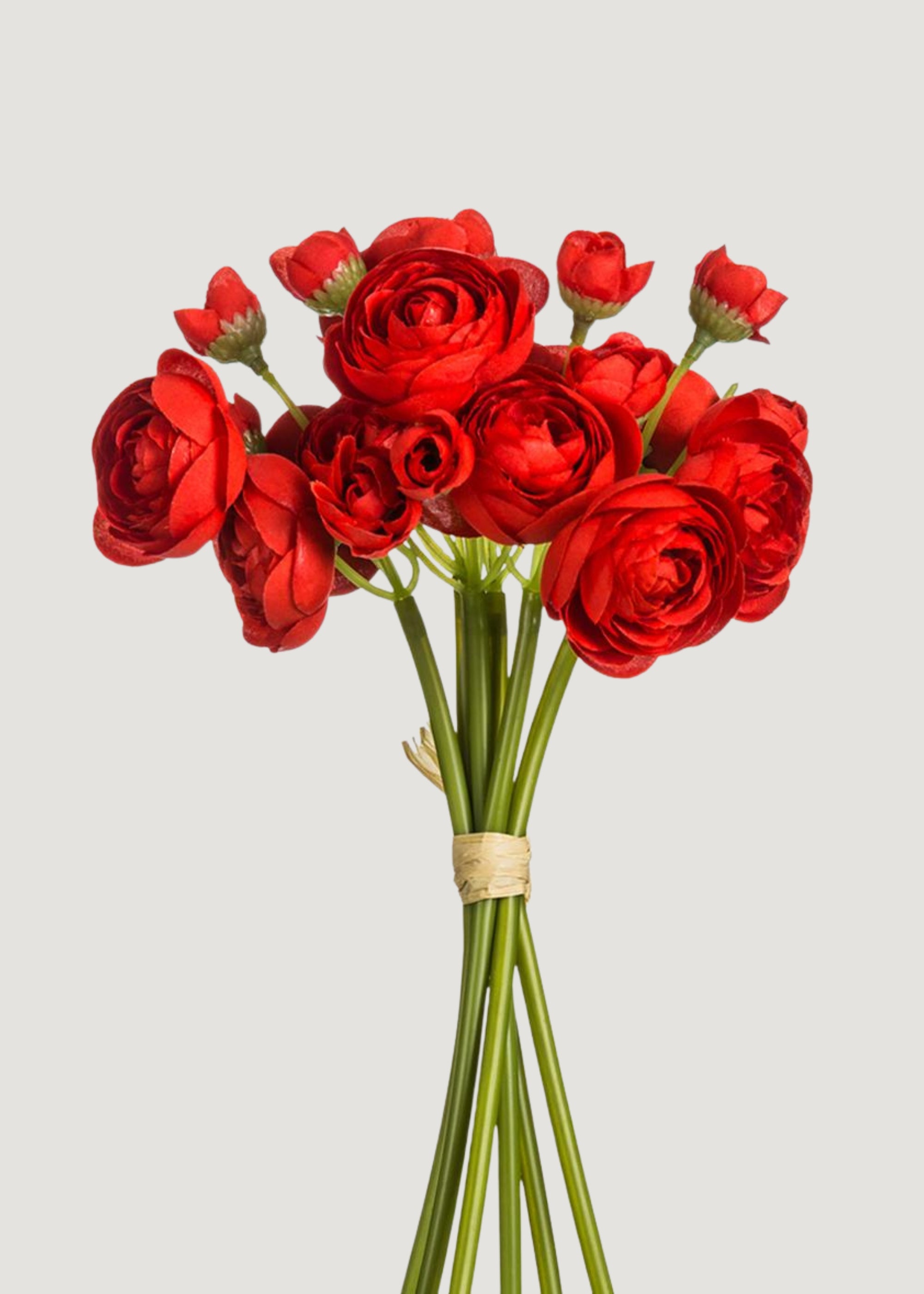 Artificial Mini Ranunculus Flower Bundle in Red