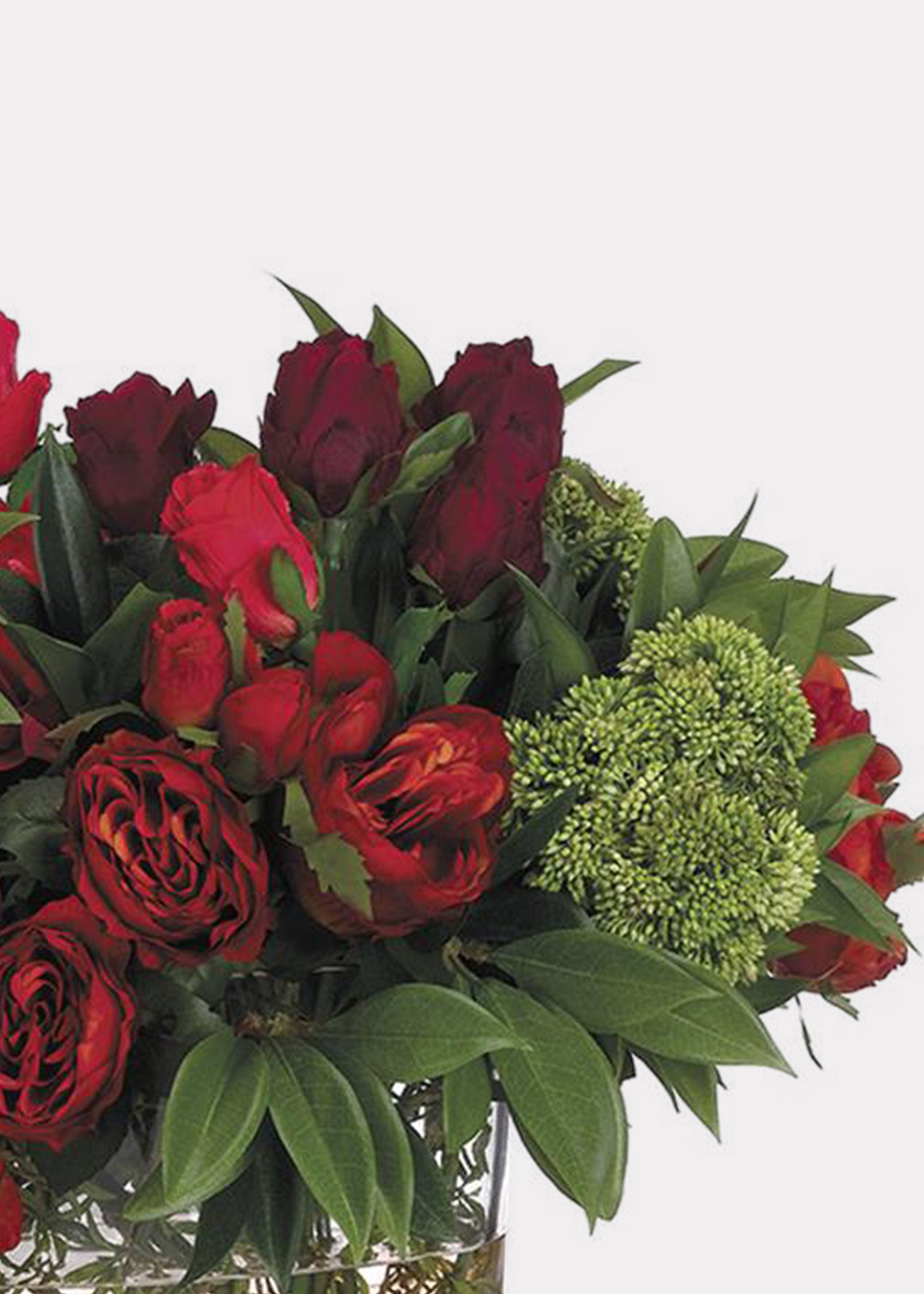 Close-up of Red Fake Rose Arrangement
