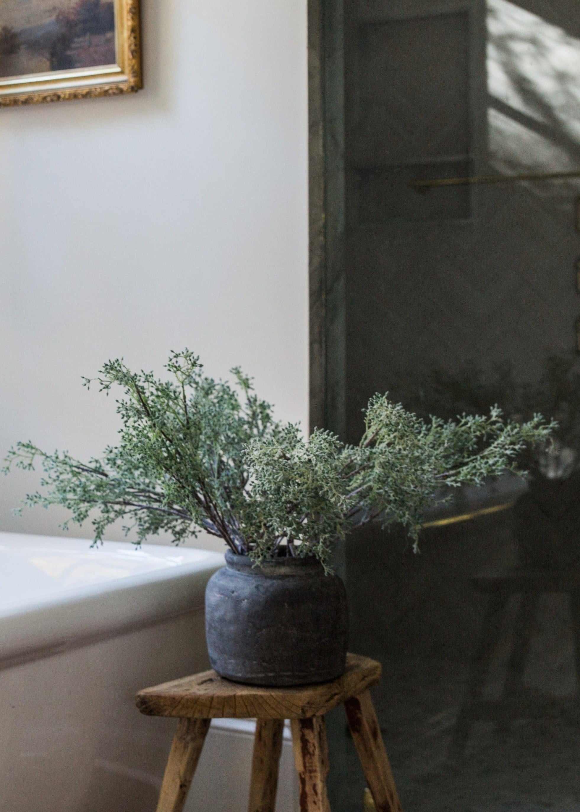 Faux Seeded Eucalyptus Branches in Vase for Interior Design