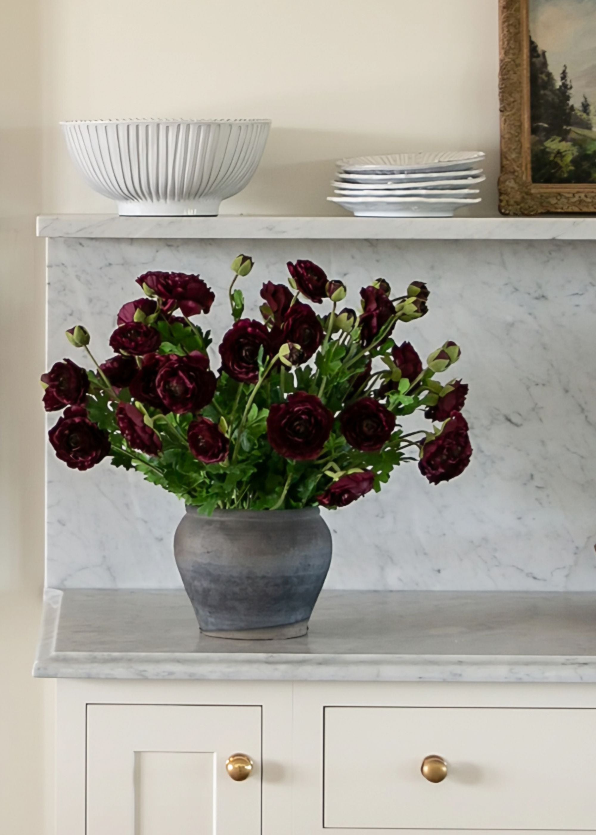Ranunculus Flowers Arranged in Handmade Vase