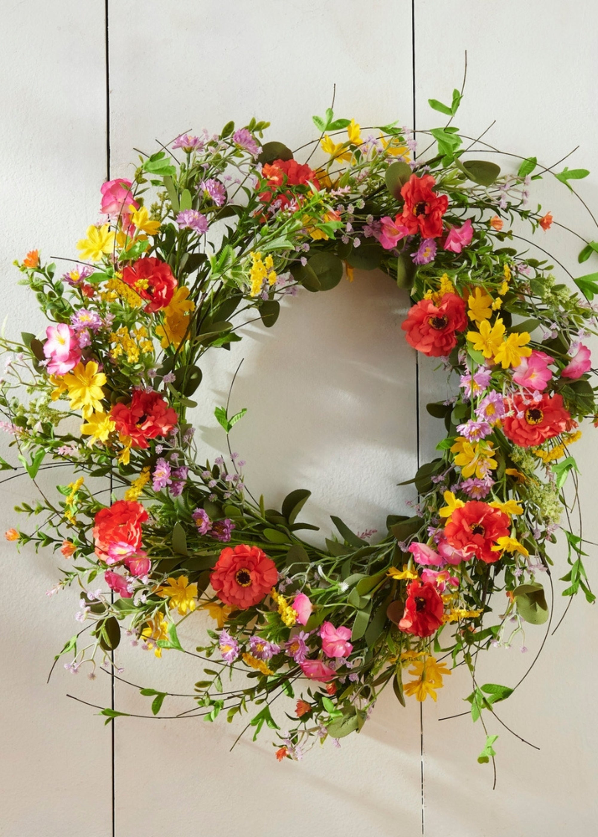 Spring Floral Artificial Wreath in bright colors