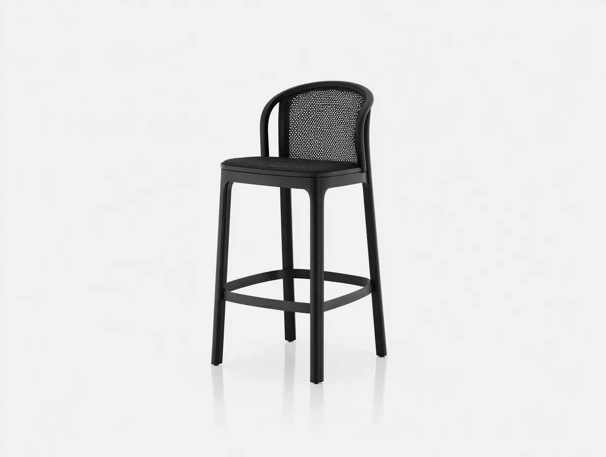 Taburete de Bar de polipropileno negro 52x51x105 cm - respaldo de malla - con brazos-Doralyinterior