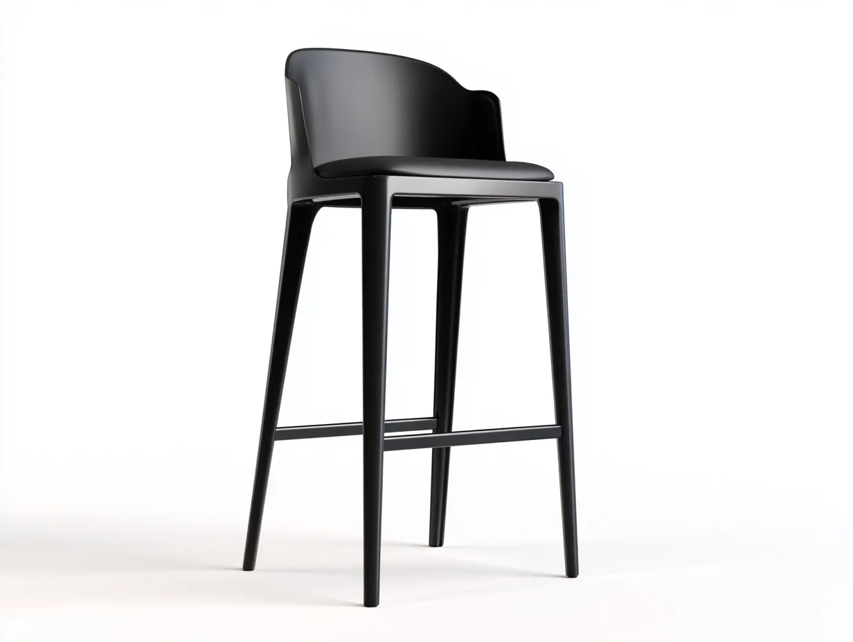 Taburete de Bar de polipropileno negro 50x52x103 cm - respaldo bajo - asiento texturizado-Doralyinterior