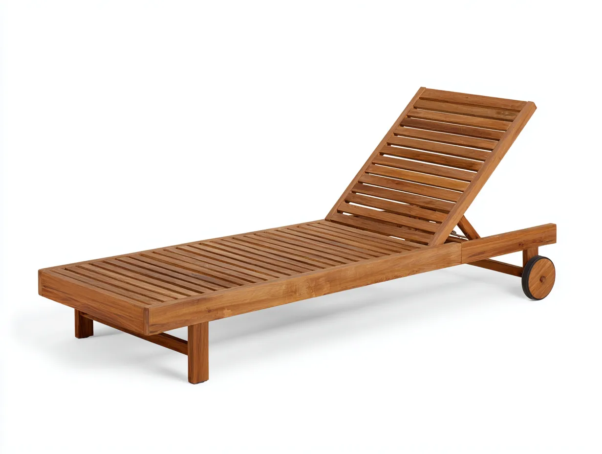 Tumbona de exterior madera 208x72x84 cm - madera natural - respaldo ajustable-Doralyinterior