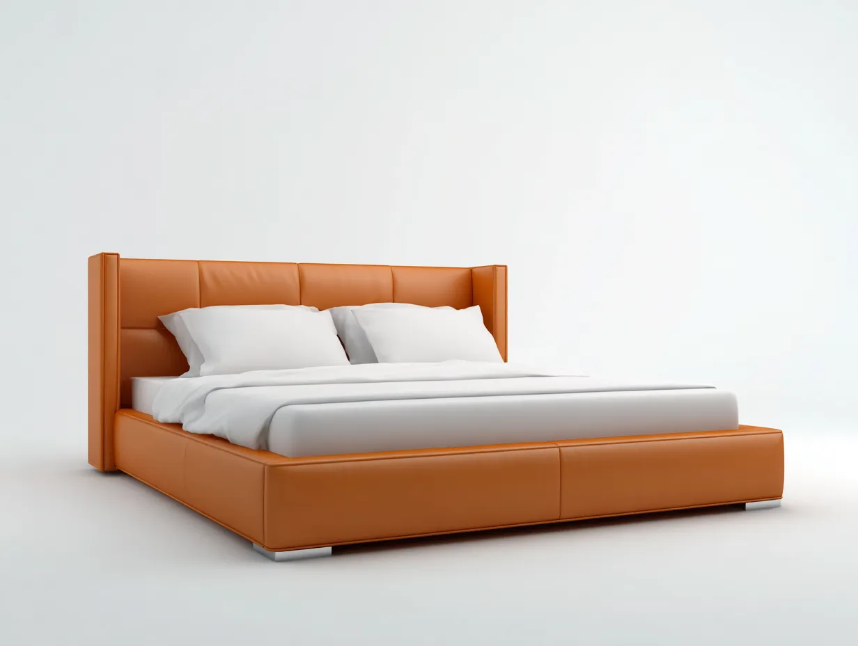 Cama Doble de nogal macizo 200x160x92 cm - cabecero plano - base plataforma-Doralyinterior