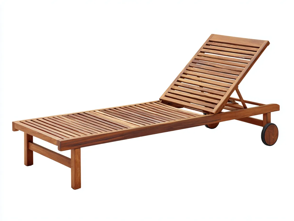 Tumbona de exterior madera 204x70x82 cm - madera natural - con ruedas-Doralyinterior