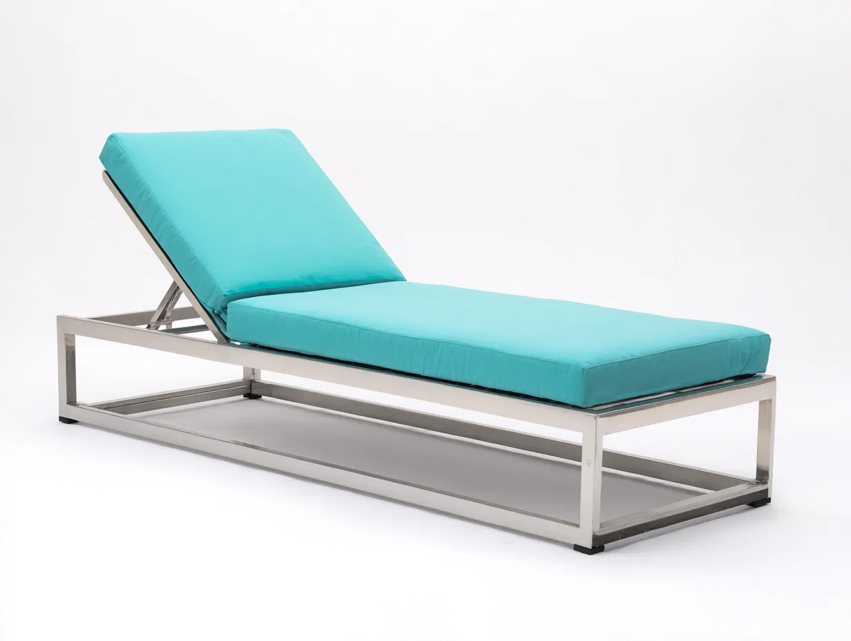 Tumbona de exterior metal 202x70x82 cm - turquesa y plata - respaldo regulable-Doralyinterior
