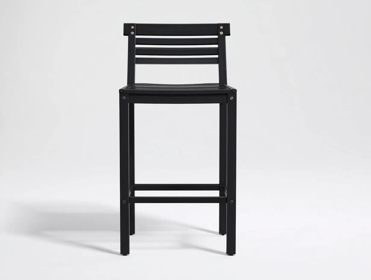 Taburete de Bar de polipropileno azul 48x50x102 cm - patas metálicas negras - asiento ergonómico-Doralyinterior