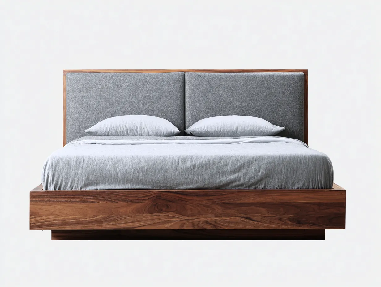 Cama Doble tapizada beige 200x160x112 cm - cabecero vertical - estilo contemporáneo-Doralyinterior
