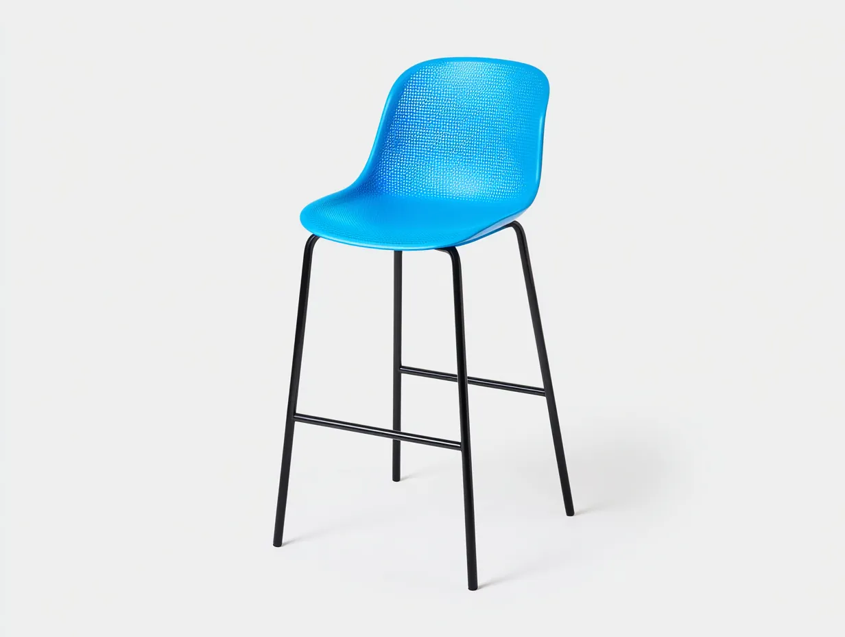 Taburete de Bar de polipropileno naranja 49x51x105 cm - patas de madera - estilo moderno-Doralyinterior