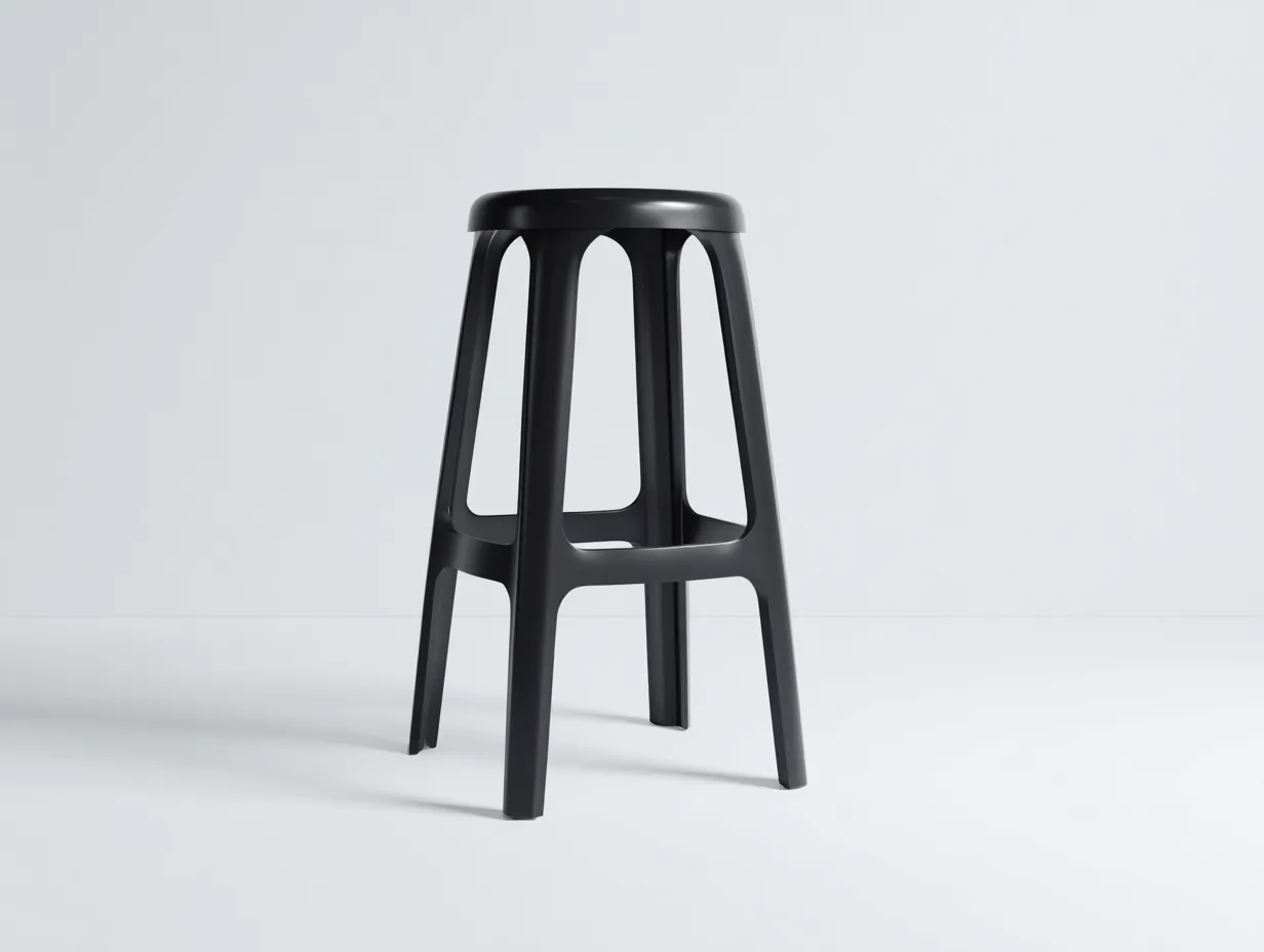 Taburete de Bar de polipropileno negro 39x39x76 cm - asiento redondo - sin respaldo-Doralyinterior
