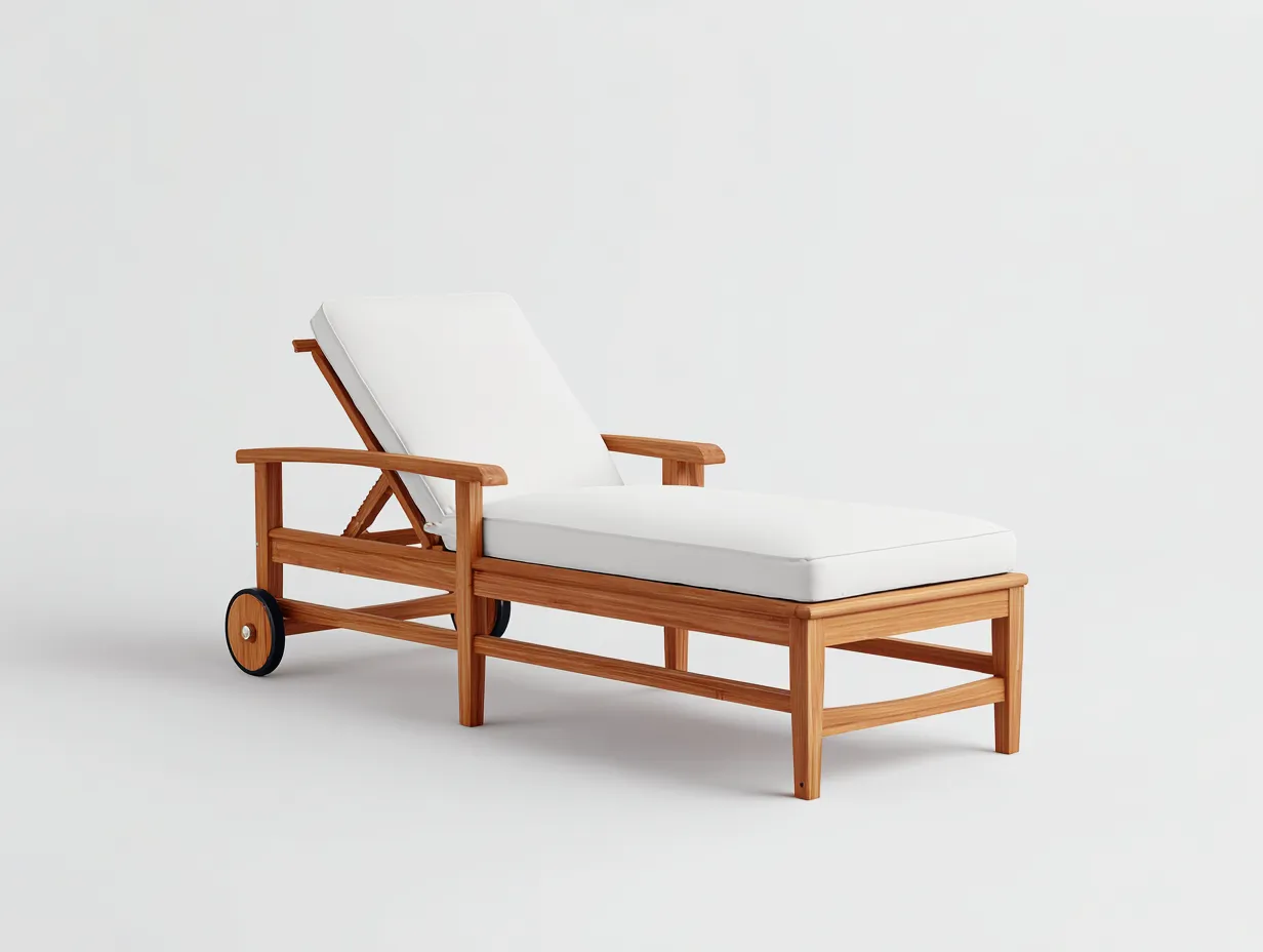 Tumbona de exterior madera 192x68x80 cm - blanco y madera natural - estilo clásico-Doralyinterior
