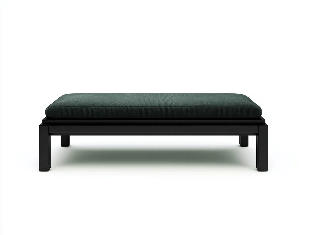Banco tapizado verde oscuro 140x45x43 cm - base negra - diseño bajo-Doralyinterior
