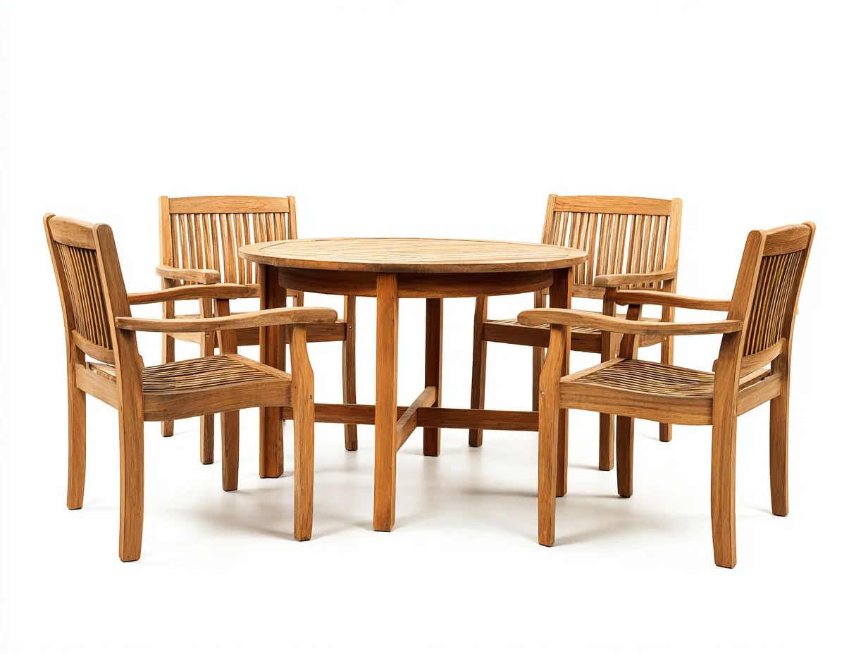 Conjunto de Mesa y Sillas madera - mesa 120x120x75 cm - madera natural - estilo clásico-Doralyinterior