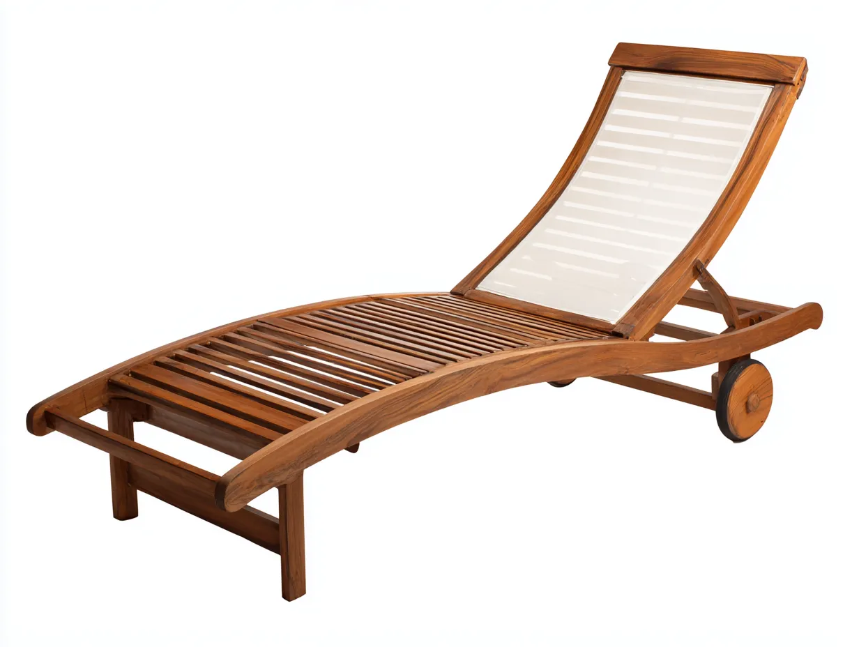 Tumbona de exterior madera y metal 198x68x86 cm - azul y blanco - respaldo regulable-Doralyinterior