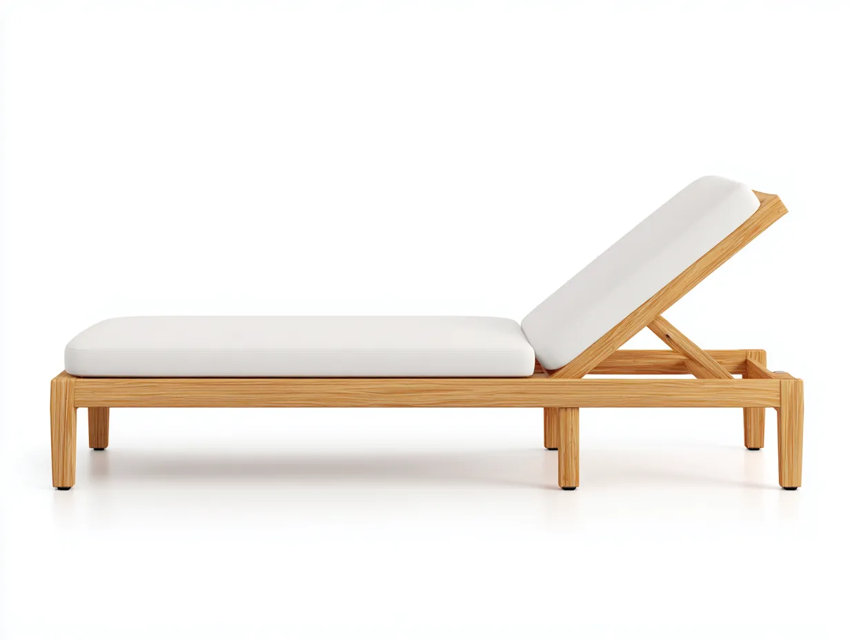 Tumbona de exterior madera 200x68x78 cm - blanco y madera natural - acolchada-Doralyinterior