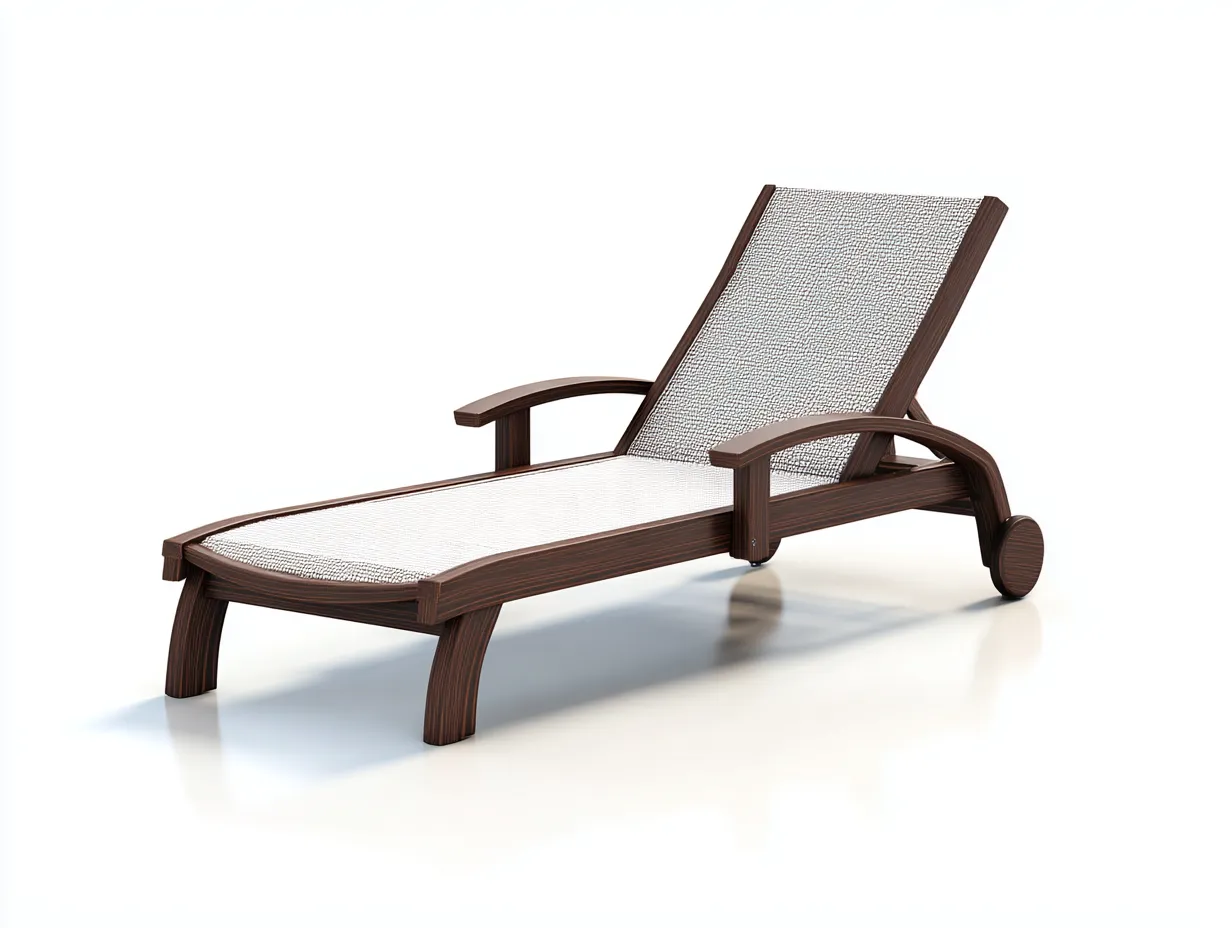 Tumbona de exterior madera y malla 198x69x86 cm - marrón oscuro y beige - con reposabrazos-Doralyinterior