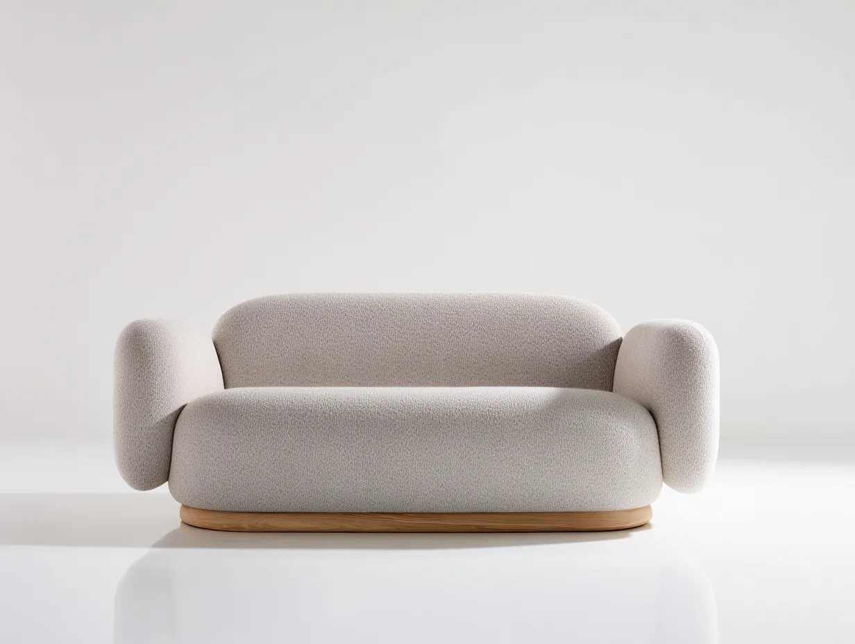 Sofá de Dos Plazas tapizado 182x92x78 cm - beige y marrón - salón moderno con formas redondeadas