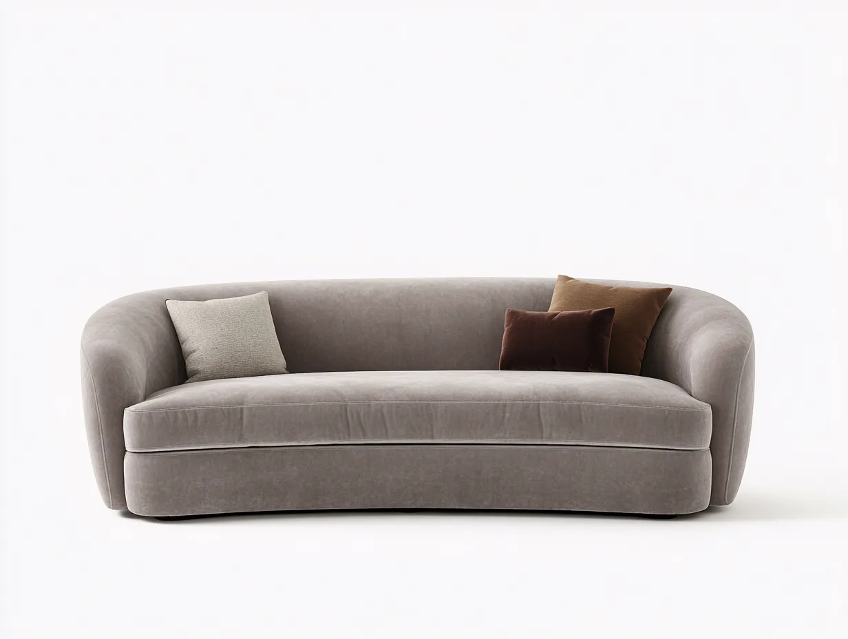 Sofá de Dos Plazas tapizado 218x102x76 cm - gris - salón elegante con respaldo curvo