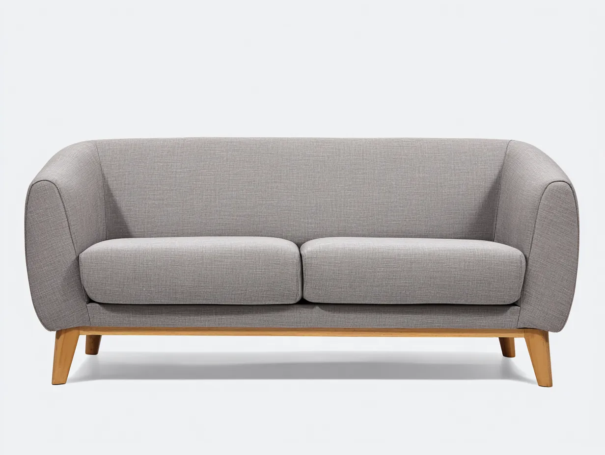 Sofá de Dos Plazas tapizado 188x90x82 cm - gris y marrón - salón contemporáneo con respaldo alto
