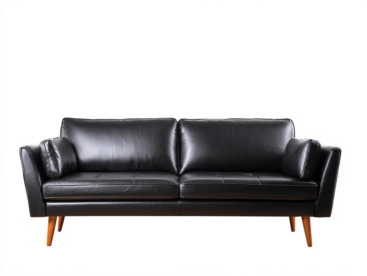 Sofá de Dos Plazas efecto piel 198x88x80 cm - negro y marrón - salón moderno clásico
