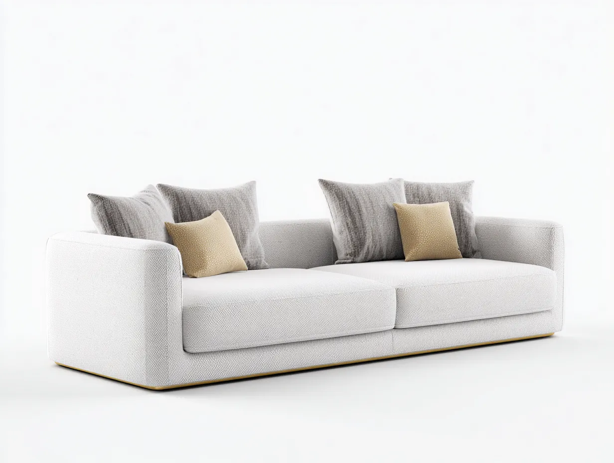 Sofá de Dos Plazas tapizado 210x96x72 cm - beige - salón moderno de líneas bajas