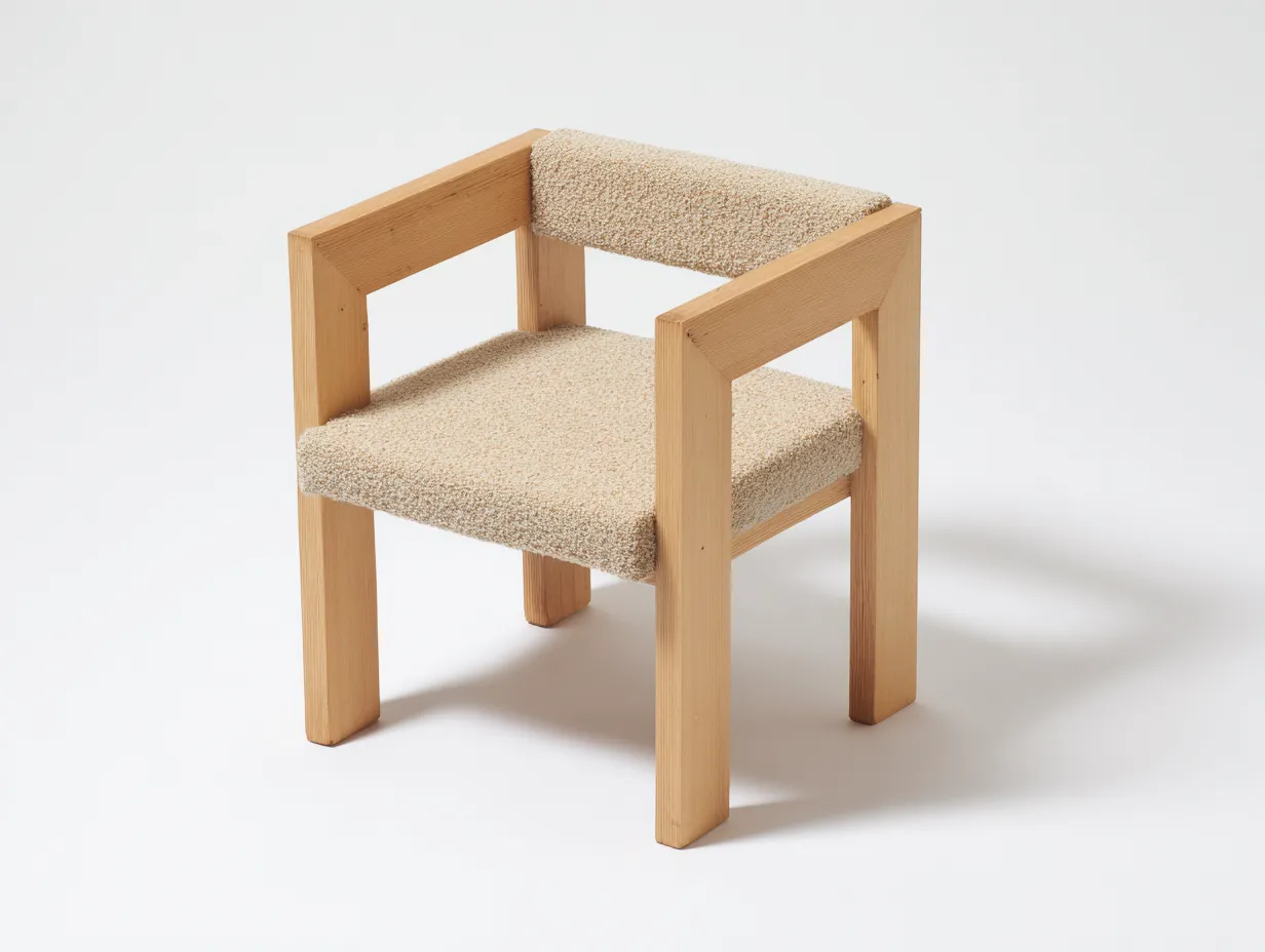 Sillón de Descanso madera clara 61x57x75 cm - beige claro - con brazos geométricos