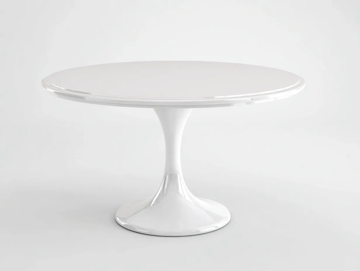 Mesa de Comedor redonda blanca brillante 110x110x74 cm - base tulipán - estilo contemporáneo