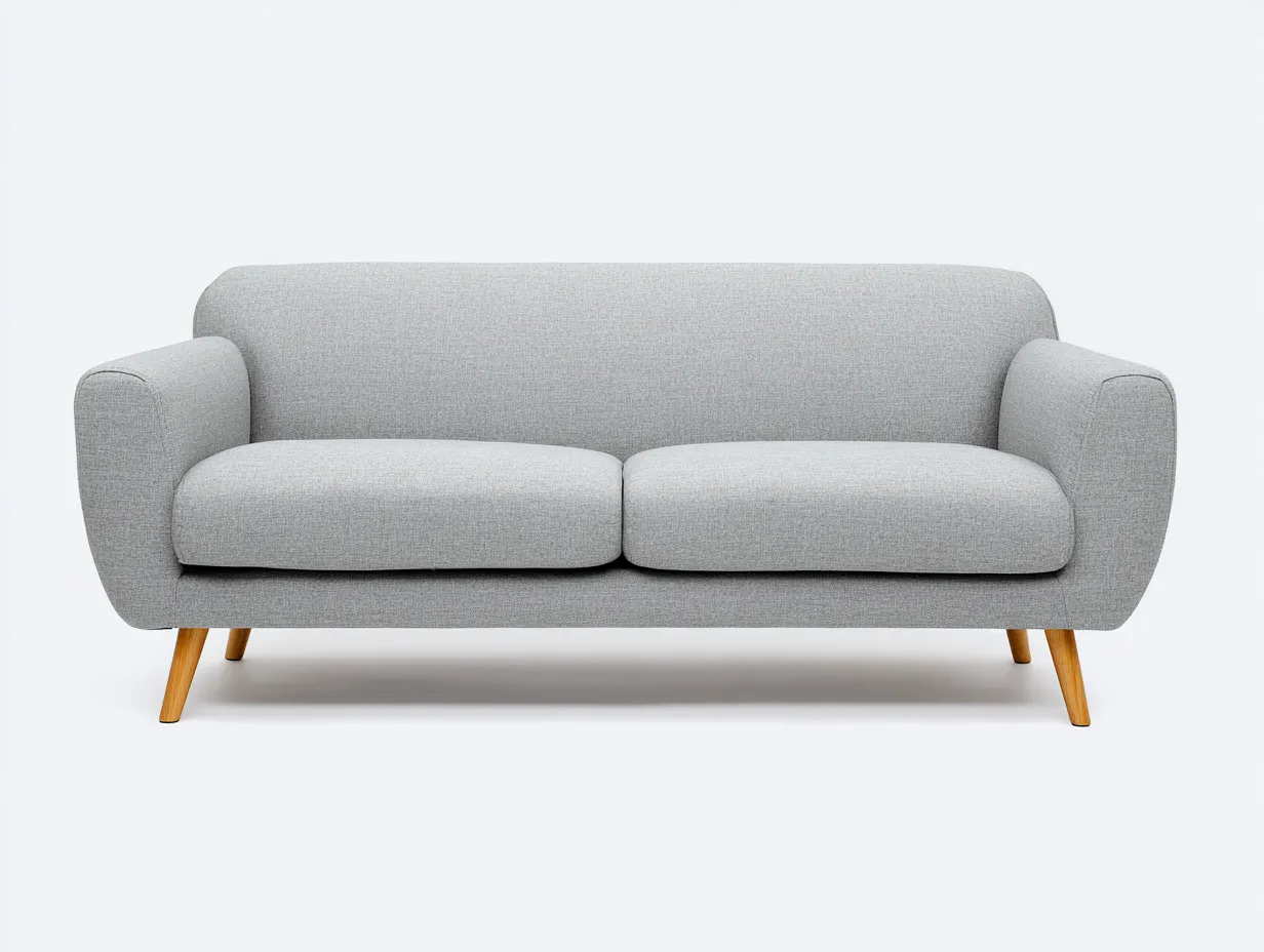 Sofá de Dos Plazas tapizado 184x87x81 cm - gris y marrón - salón nórdico de líneas suaves