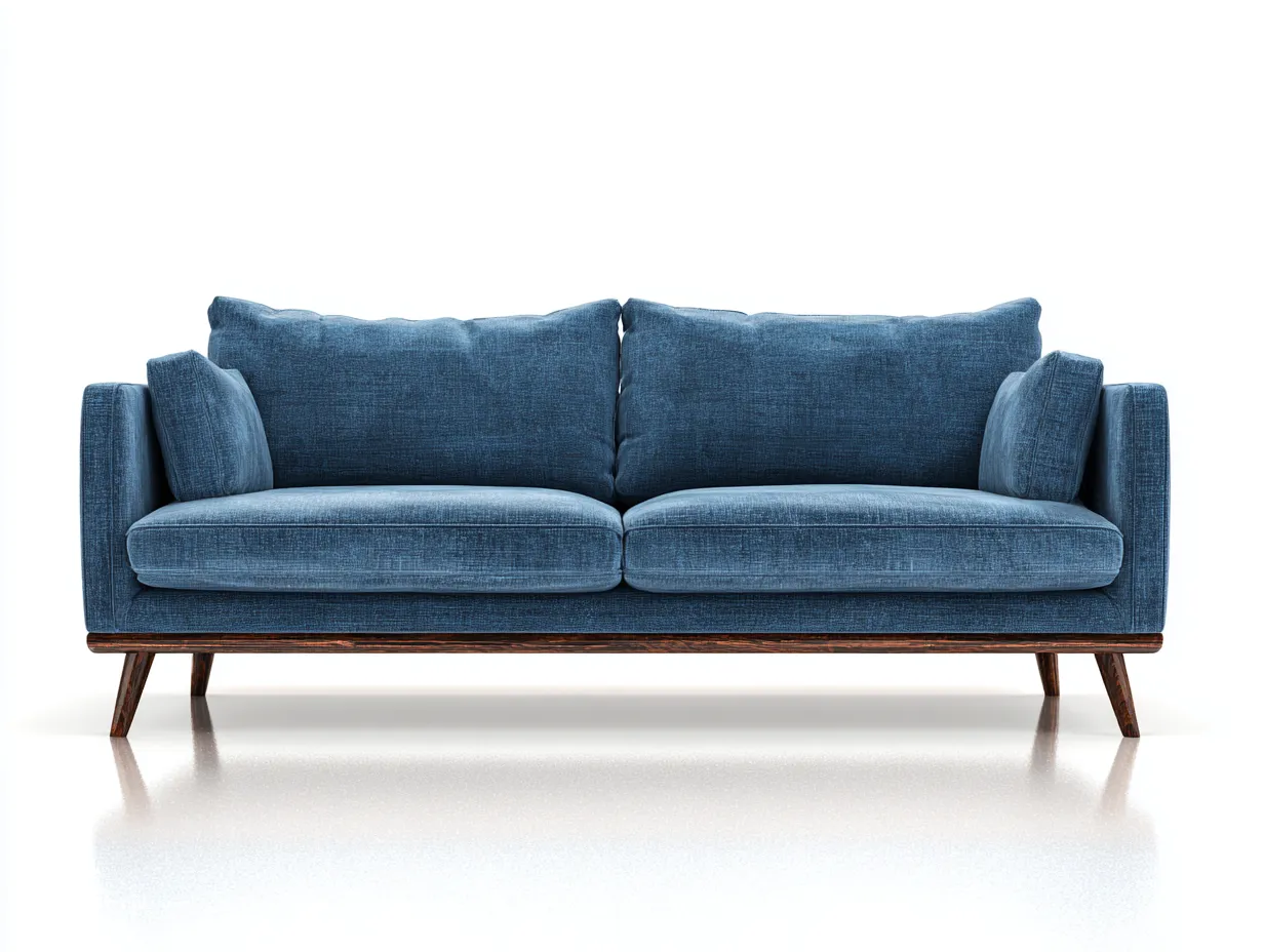 Sofá de Dos Plazas tapizado 204x92x82 cm - azul y marrón - salón moderno con textura visible