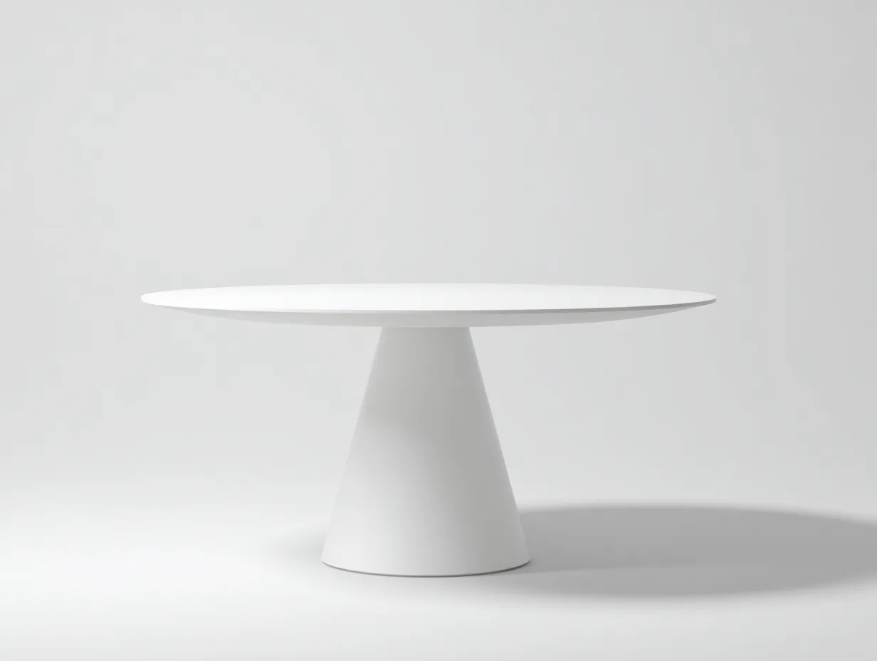 Mesa de Comedor redonda blanca mate 118x118x75 cm - pedestal cónico - estilo escandinavo