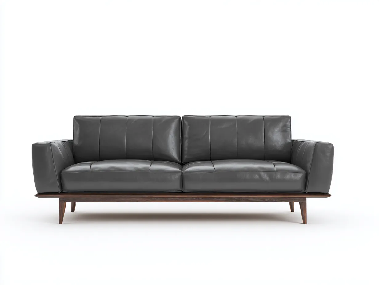 Sofá de Dos Plazas efecto piel 205x90x78 cm - gris y marrón - salón elegante con asiento dividido