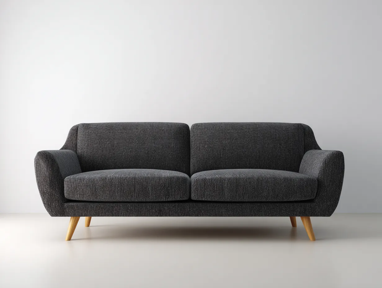 Sofá de Dos Plazas tapizado 186x88x80 cm - gris y marrón - salón urbano con brazos curvos
