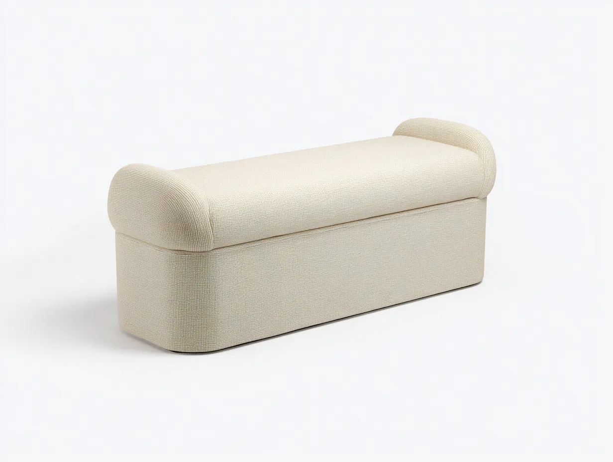 Banco tapizado con brazos redondeados 125x46x55 cm - crema - diseño dormitorio-Zivadohome