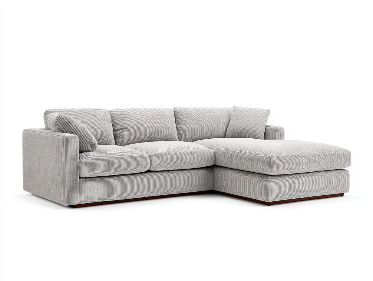 Sofá Esquinero tapizado 294x178x76 cm - blanco negro y marrón - salón actual con base discreta-Zivadohome
