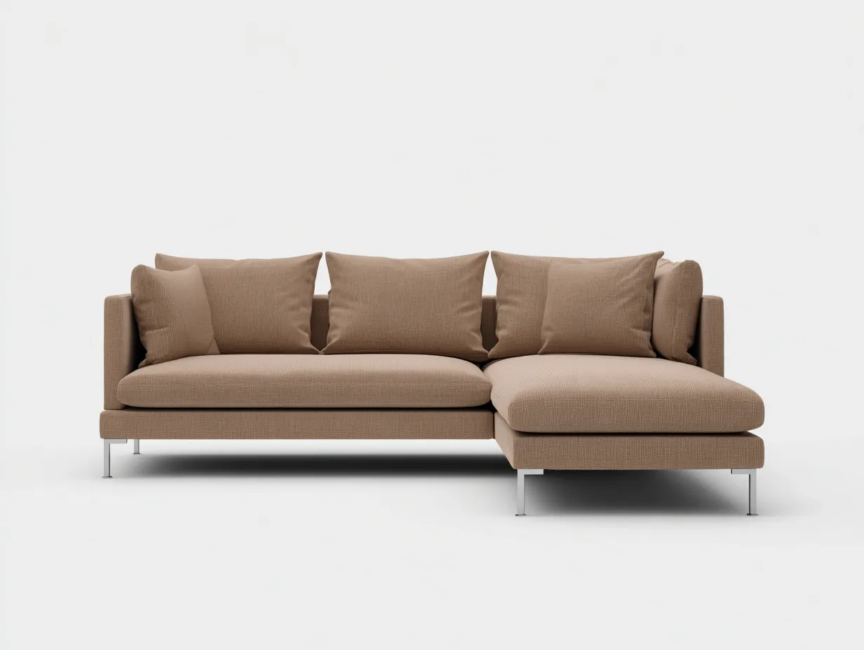 Sofá Esquinero tapizado 282x166x80 cm - marrón y plateado - salón contemporáneo con respaldo recto-Zivadohome