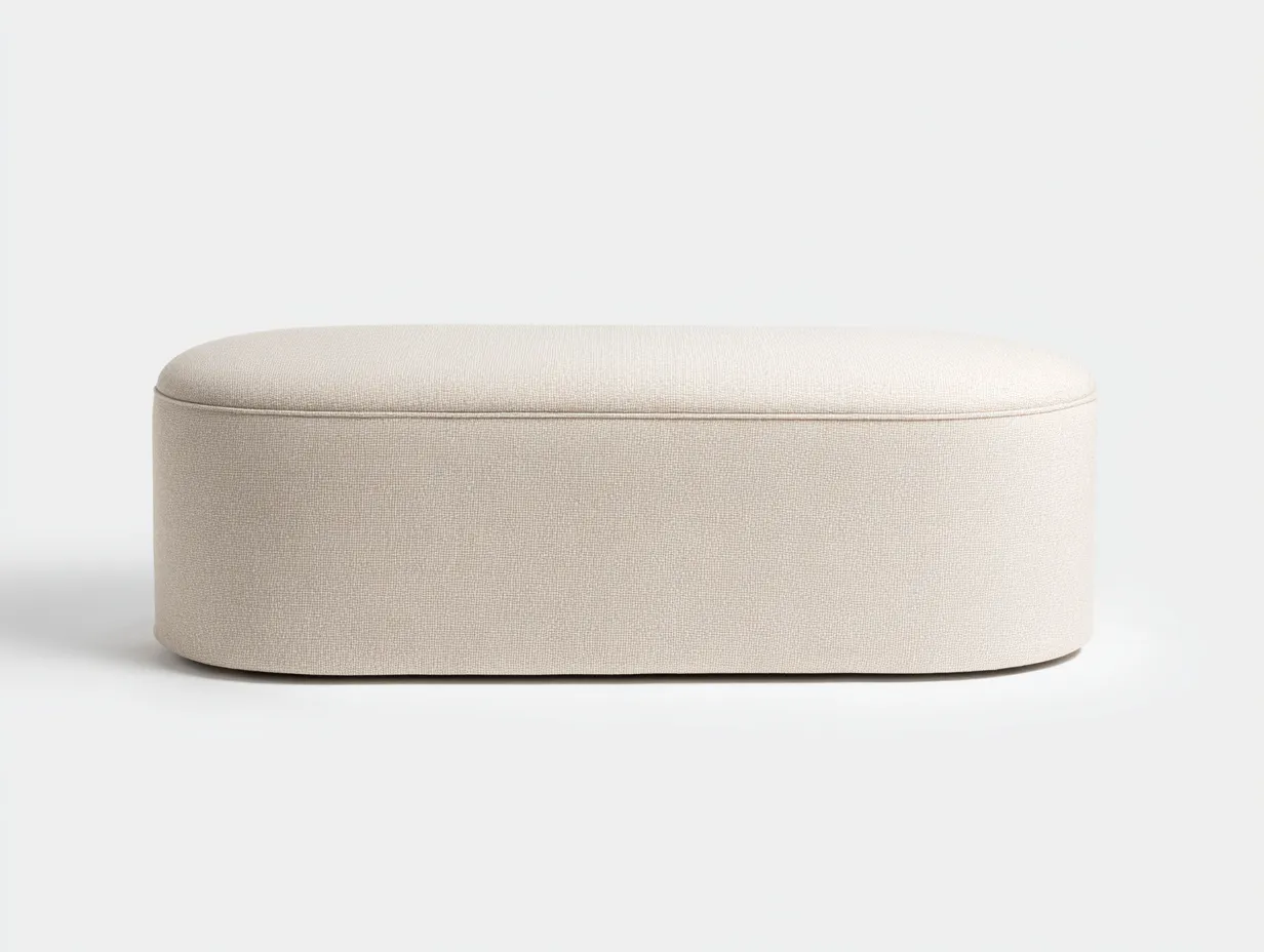 Banco baúl tapizado 122x44x43 cm - beige claro - cuerpo redondeado para dormitorio-Zivadohome