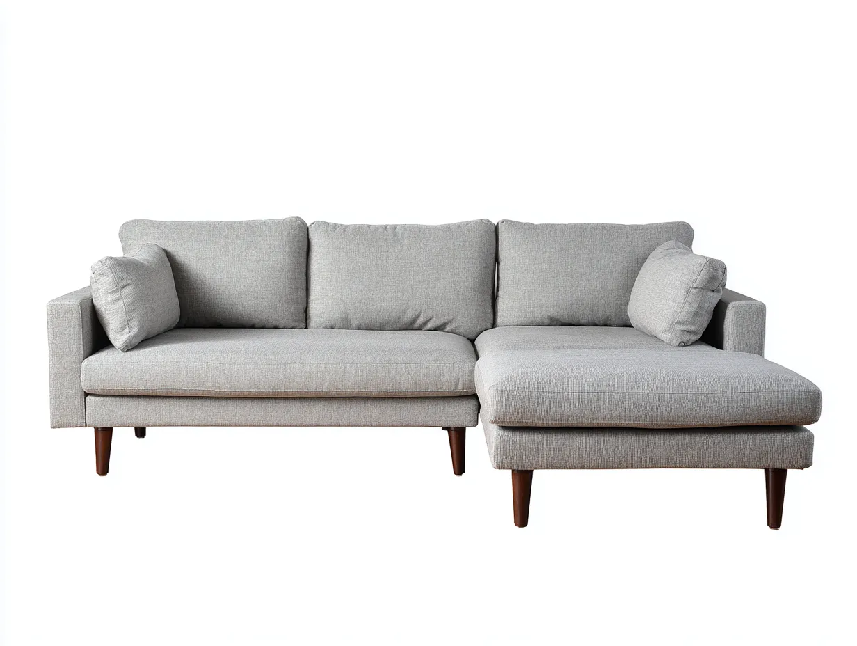 Sofá Esquinero tapizado 270x164x84 cm - gris y marrón - salón clásico moderno con asiento extendido-Zivadohome