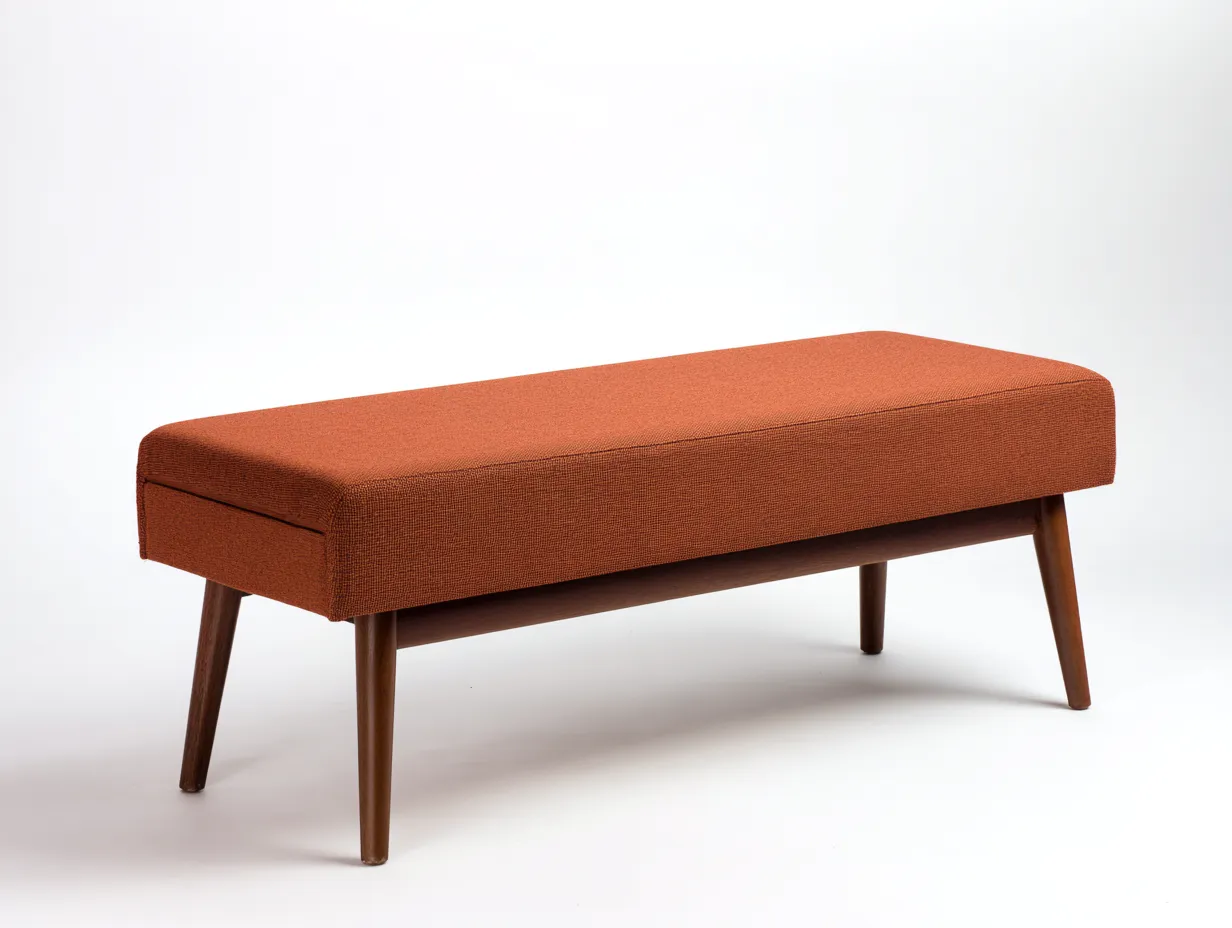 Banco tapizado 128x40x45 cm - naranja óxido - patas de madera estilo retro-Zivadohome
