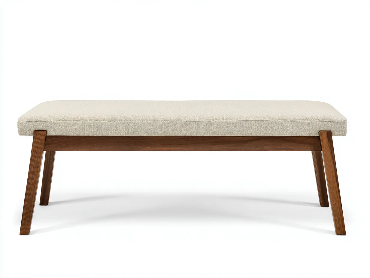 Banco tapizado 130x40x46 cm - beige - patas inclinadas de madera para dormitorio-Zivadohome