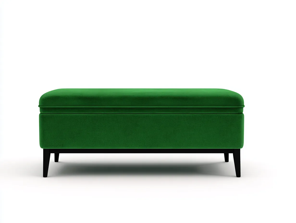 Banco baúl tapizado 118x44x49 cm - verde intenso - patas inclinadas negras-Zivadohome