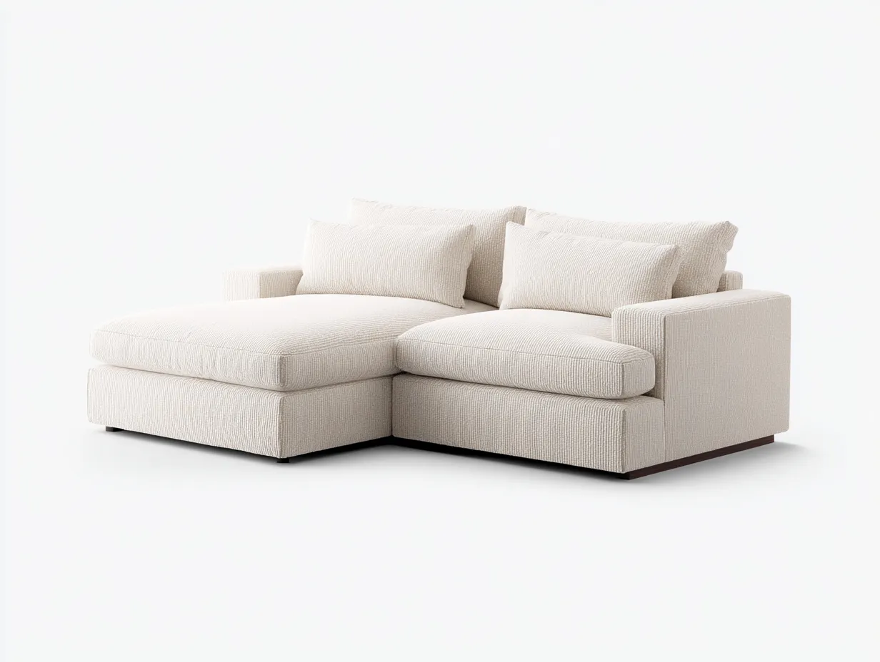 Sofá Esquinero tapizado 276x170x76 cm - blanco y marrón - salón moderno con base baja-Zivadohome