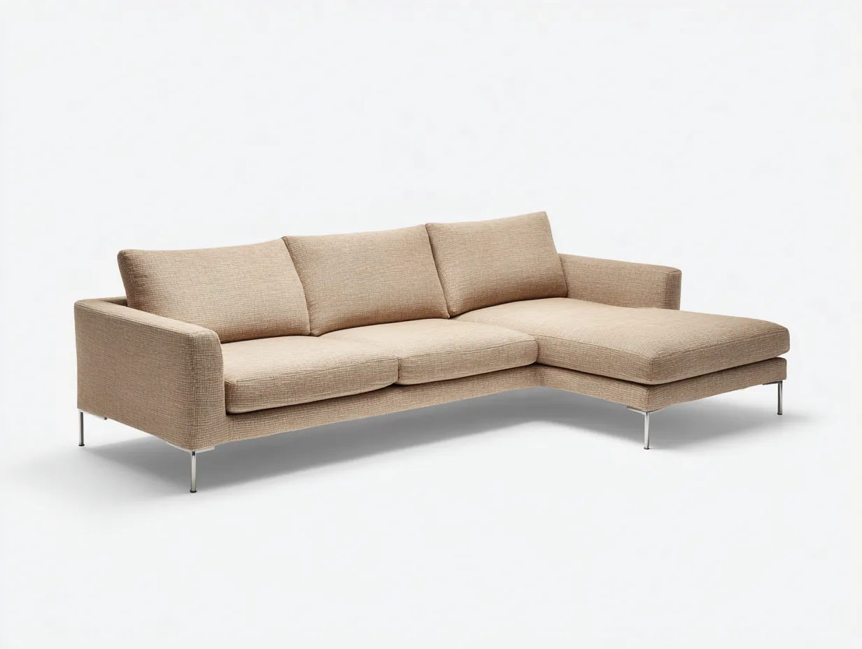Sofá Esquinero tapizado 286x172x83 cm - beige y plateado - salón moderno de líneas finas-Zivadohome