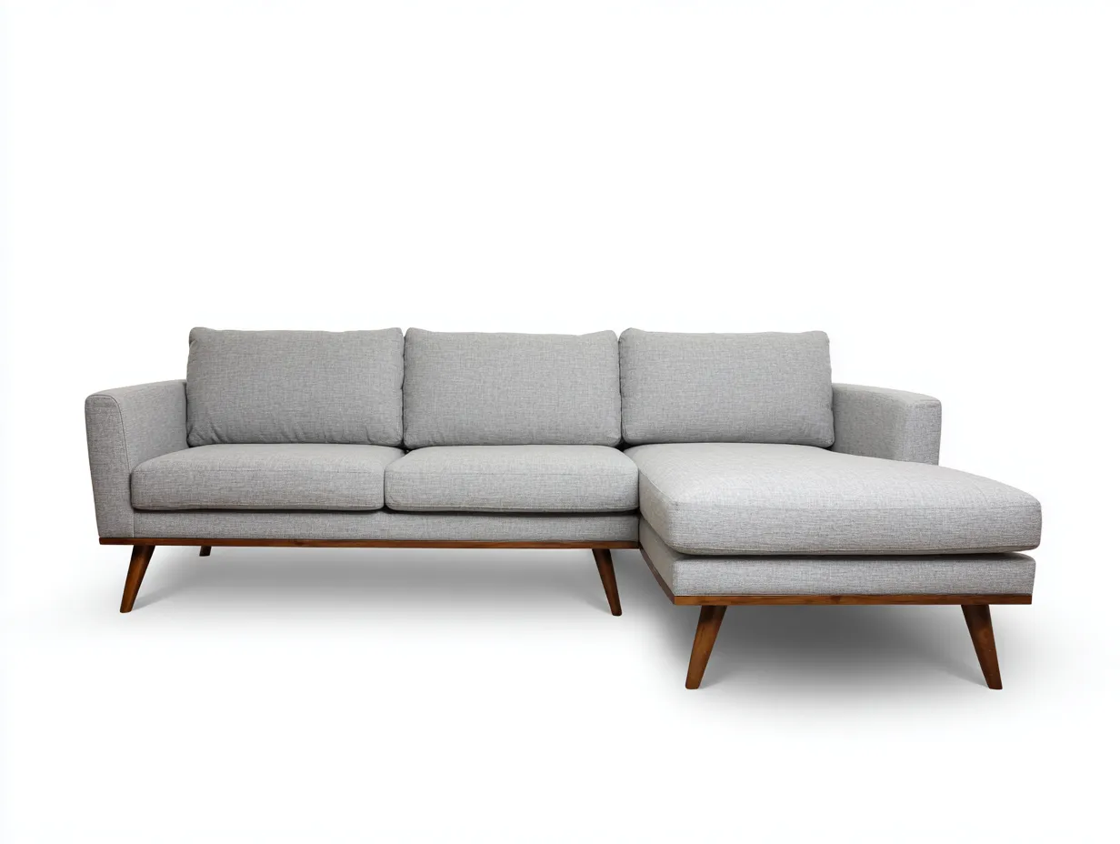 Sofá Esquinero tapizado 272x166x82 cm - gris y marrón - salón nórdico con base inclinada-Zivadohome