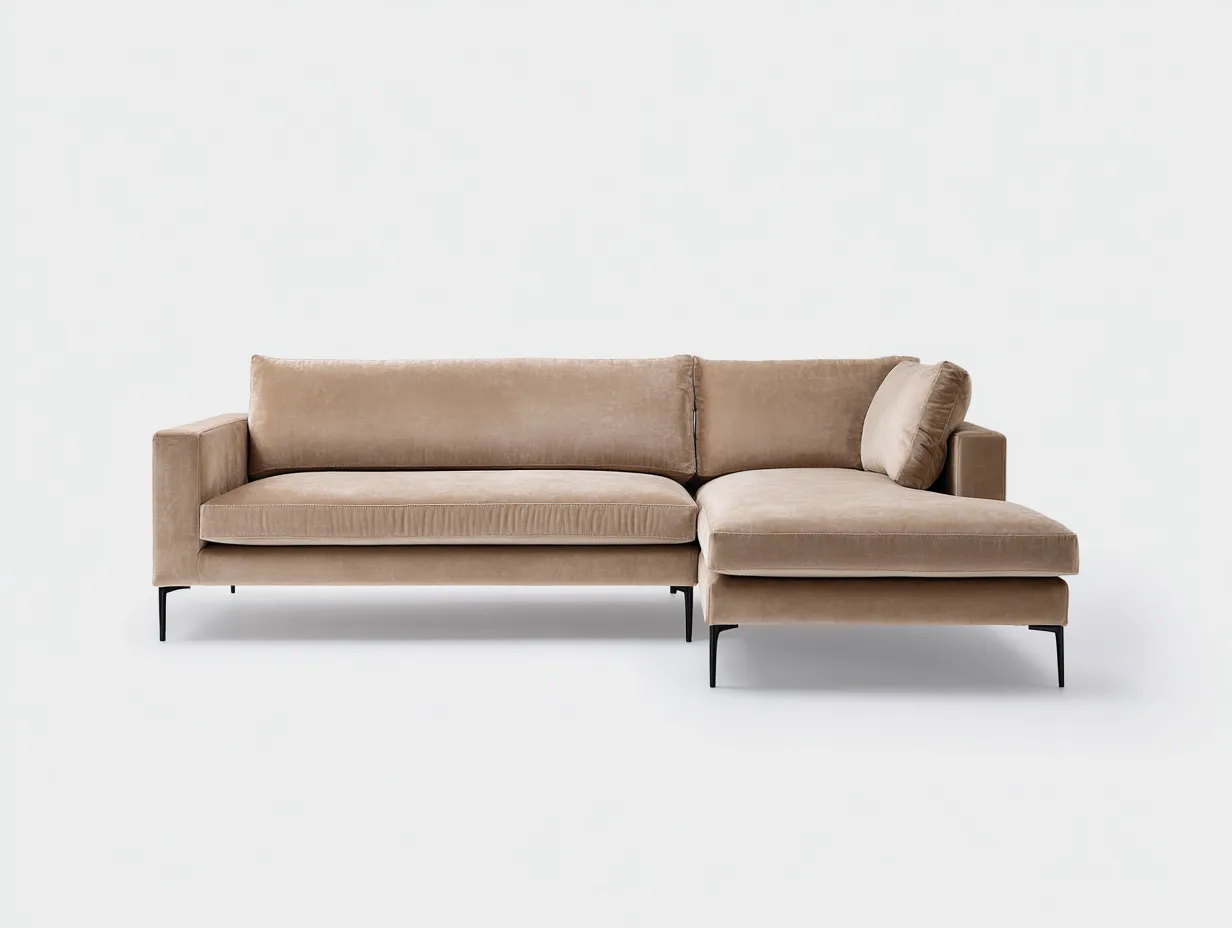 Sofá Esquinero tapizado 270x162x78 cm - beige y negro - salón minimalista con asiento amplio-Zivadohome