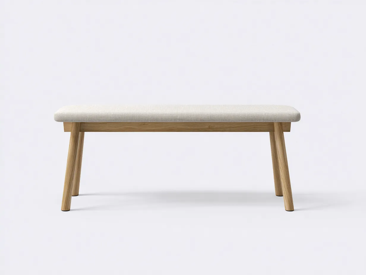 Banco tapizado 132x42x45 cm - beige jaspeado - patas rectas de roble-Zivadohome